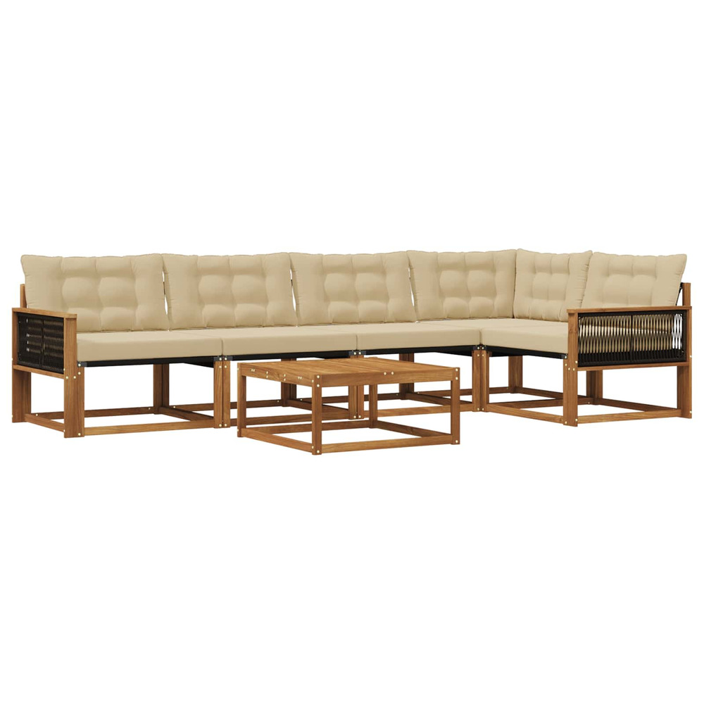 Ensemble de canapés d'extérieur 6 pcs naturel et beige