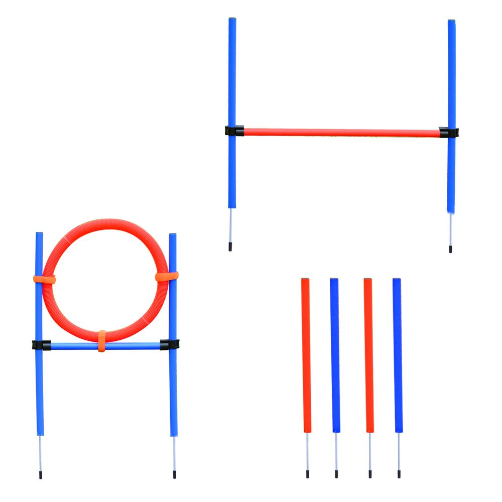 Kit parcours agility chien 11 pièces obstacles saut entrainement acier bleu - comfortxl outdoor living