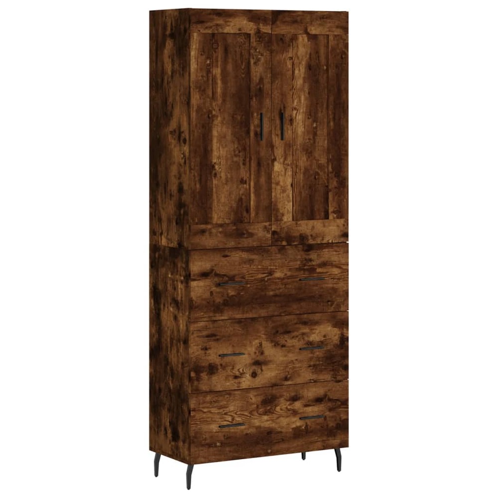 Buffet bahut commode armoire meuble de rangement organisateur cuisine salle de séjour salon haut 69,5 x 34 x 180 cm bois d'in