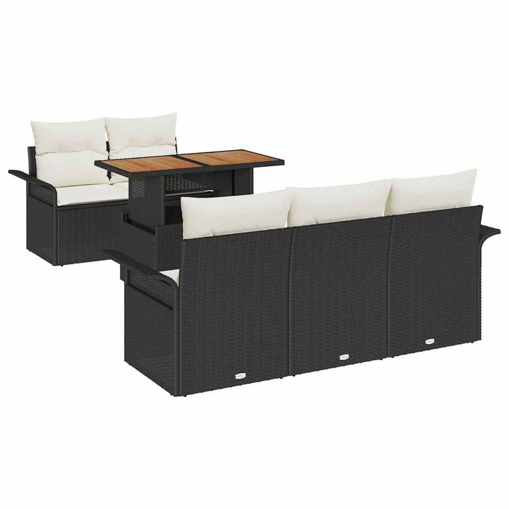 Ensemble de canapé de jardin 6 pc noir poly rotin