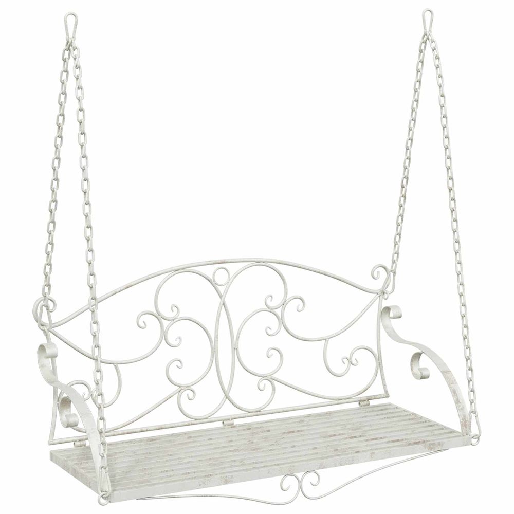 Banc balançoire acier 110 x 52,5 x 47 cm blanc antique