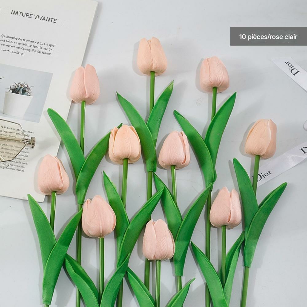 Bouquet de 10 tulipes artificielles rose clair dtopbuyage