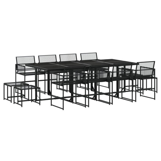 Ensemble à manger de jardin 13 pcs noir résine tressée