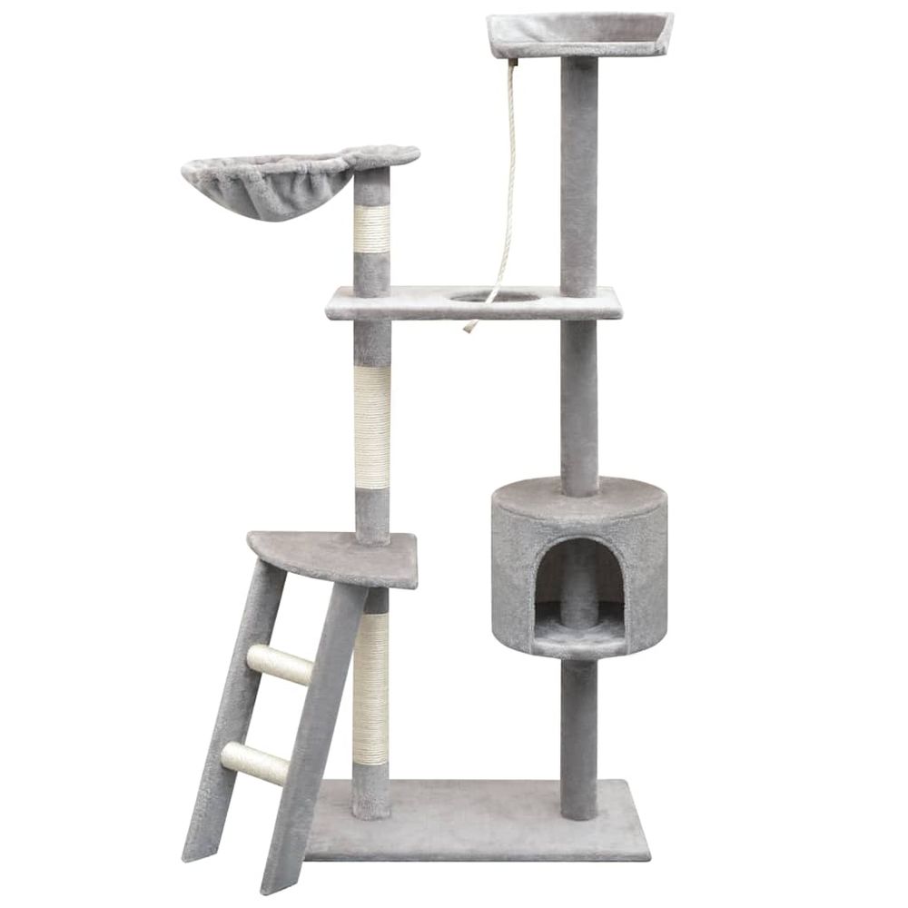 Grand arbre à chat 150 cm avec hamac griffoir sisal et échelle gris