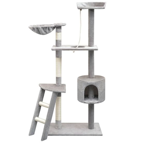 Grand arbre à chat 150 cm avec hamac griffoir sisal et échelle gris