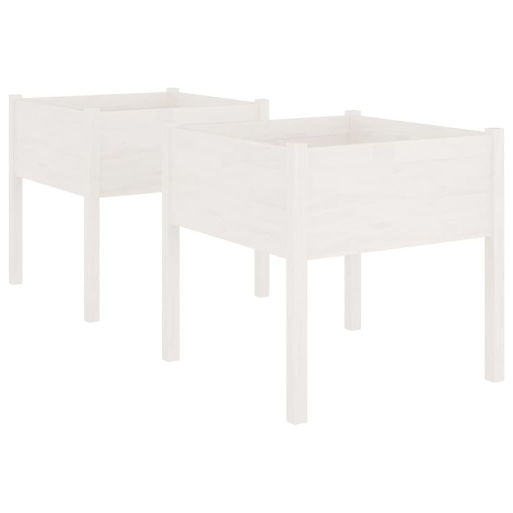 Jardinière d'extérieurs 2 pcs blanc 70x70x70 cm bois de pin massif