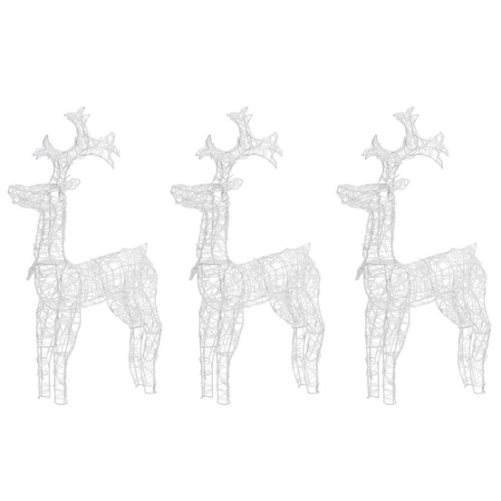 Décorations de noël de renne 3 pcs 60x16x100 cm acrylique