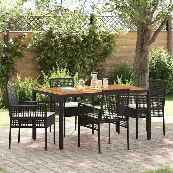 Ensemble de salle à manger pour jardin 5 pcs noir polyrotin