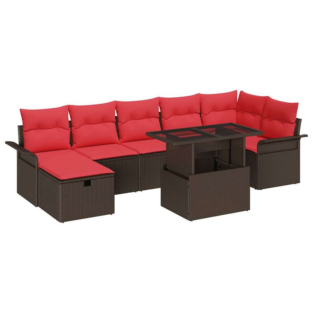 Ensemble de canapé de jardin 8 pc marron polyrotin