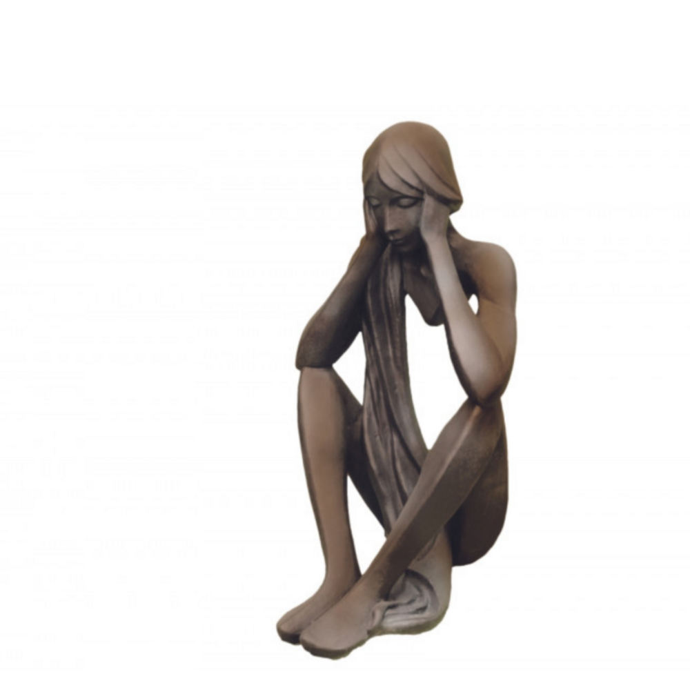 Statue de jardin tristan assis effet demi rouille - rouille 86 cm