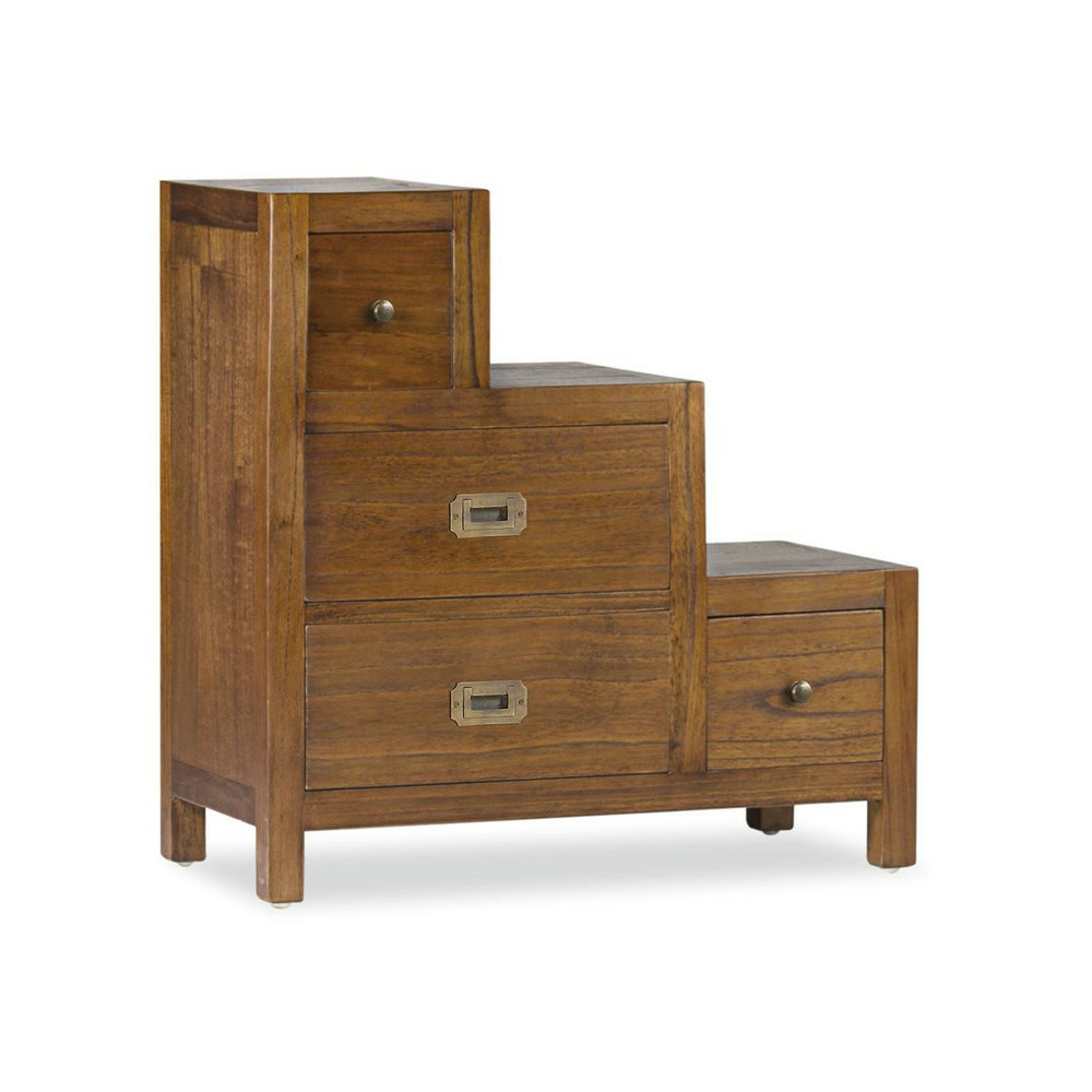 Meuble escalier 4 tiroirs bronze bois marron - onéline décoration d'autrefois