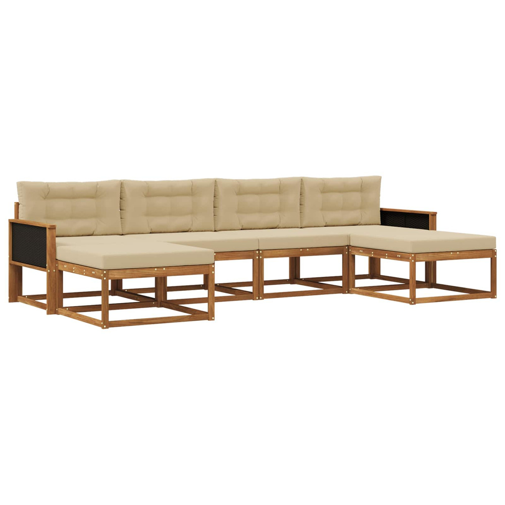 Ensemble de canapés d'extérieur 6 pcs naturel et beige