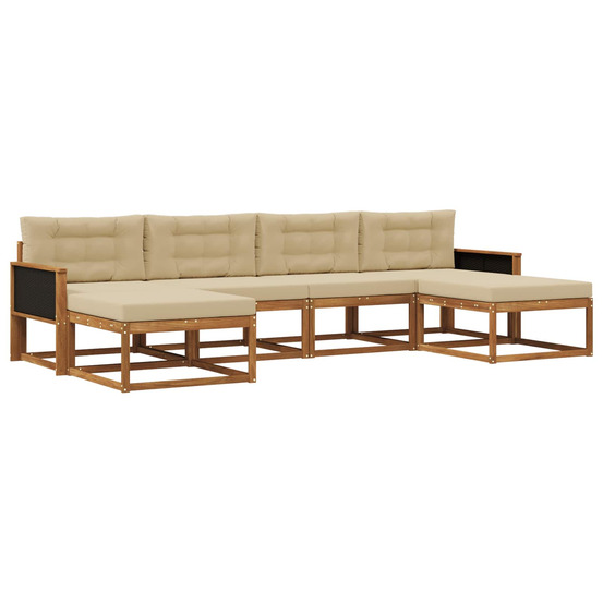 Ensemble de canapés d'extérieur 6 pcs naturel et beige