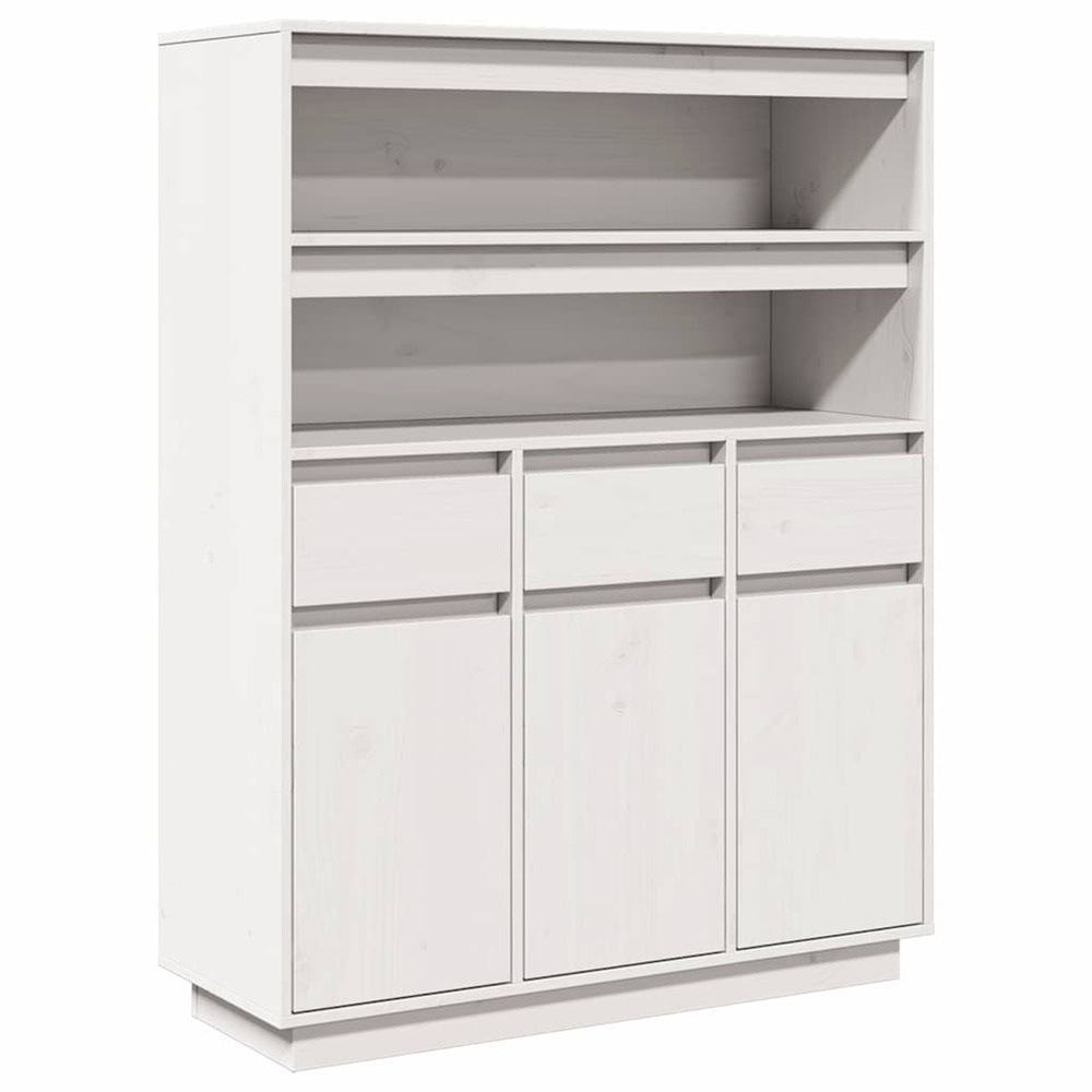 Buffet haut blanc 89x34x116,5 cm bois massif de pin