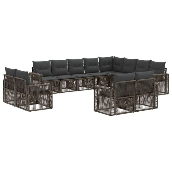 Ensemble de canapé de jardin 12 pc gris et gris foncé polyrotin