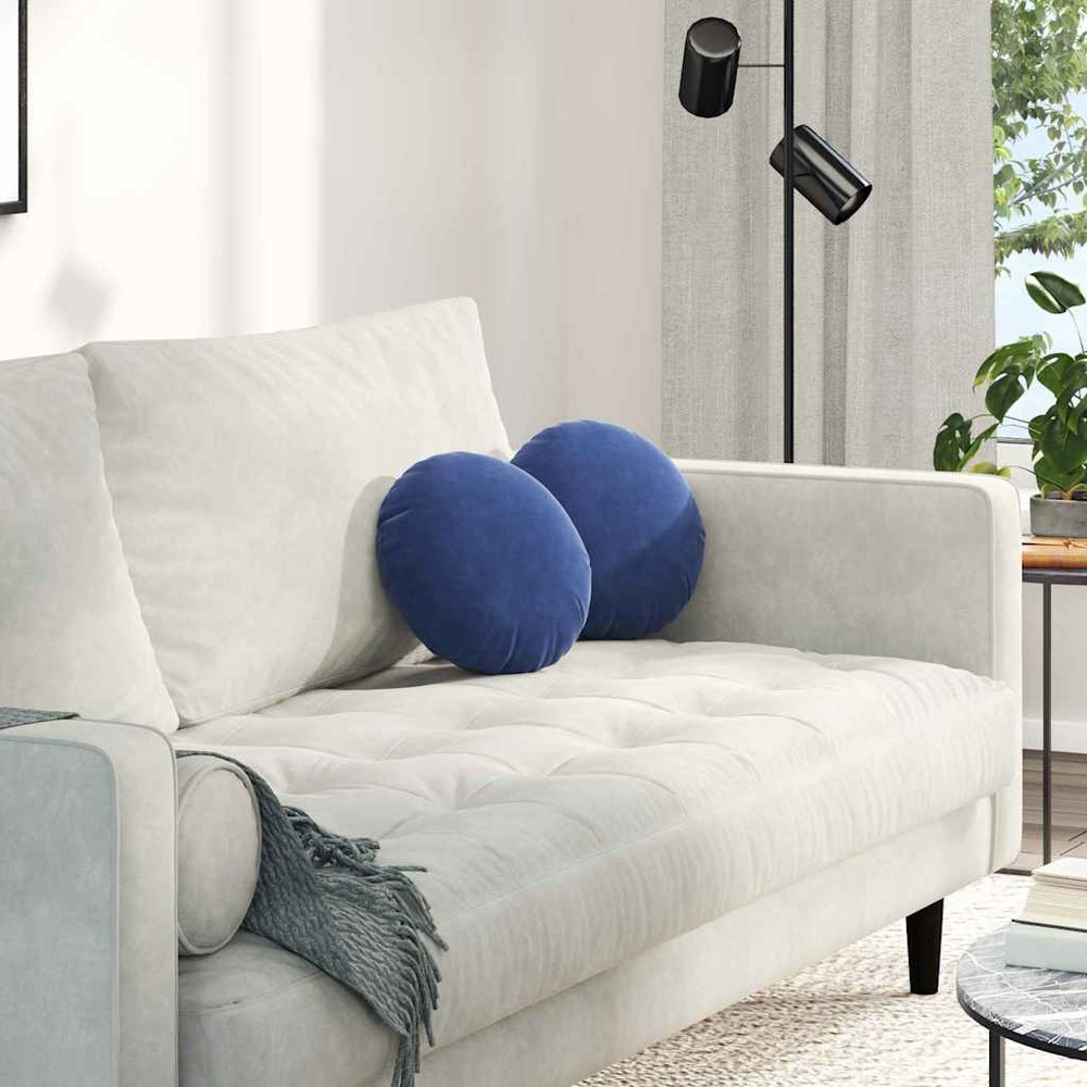 Coussins de siège 2 pcs bleu police ø30 x 13 cm velours