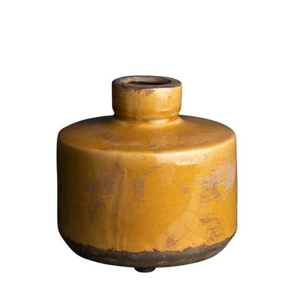 Vase bouteille large moutarde 13x13cm
