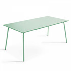 Table de jardin rectangulaire en métal vert sauge 180 cm