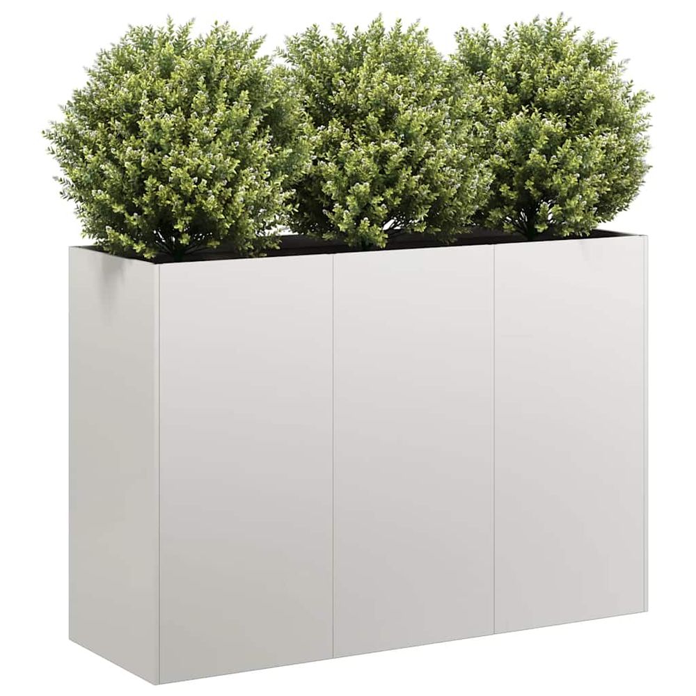Bac à plantes haut en acier inoxydable durable design moderne pour balcon et terrasse argenté 120x40x80cm