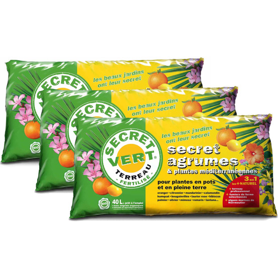 Terreau bio pour agrumes et plantes méditerranéennes 40 l (lot de 3)