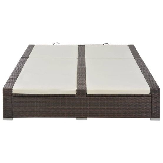 Chaise longue double résine tressée marron