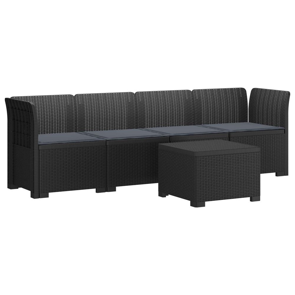 Canapé de jardin 4 places avec coussins look rotin pp