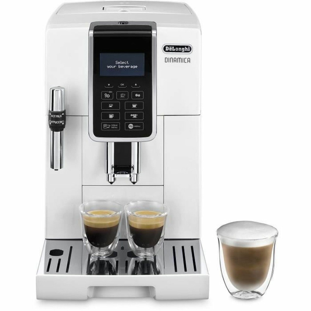 Machine à café grains expresso automatique avec broyeur buse vapeur - 15 bar - blanc