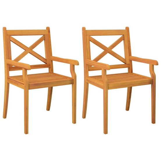 Chaises à manger d'extérieur lot de 2 bois d'acacia massif