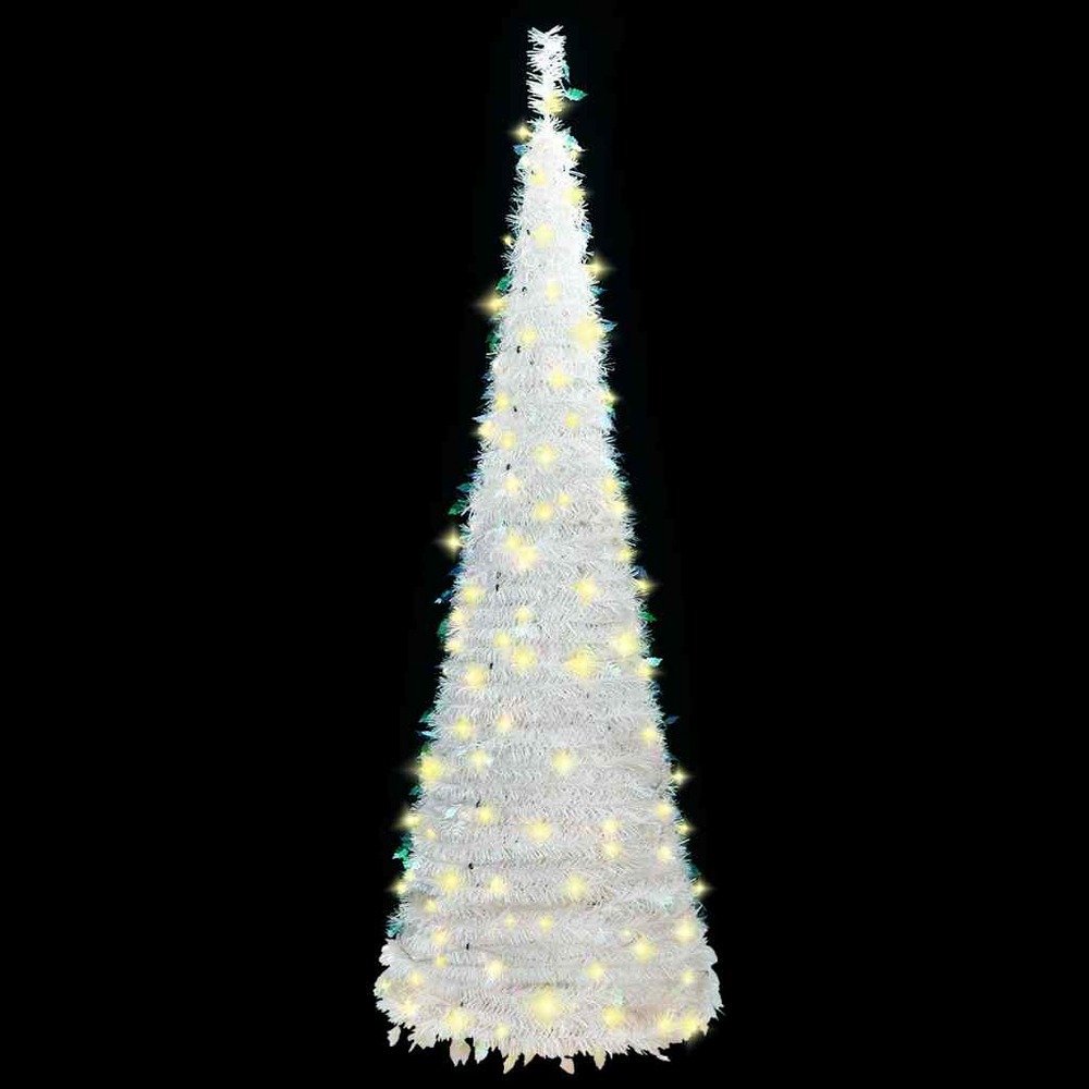 Sapin de noël artificiel escamotable 150 led blanc 180 cm