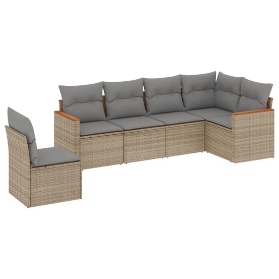 Salon de jardin avec coussins 6 pcs beige résine tressée