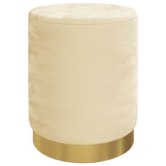 Tabouret de rangement rond abricot velours 31 x 37 cm