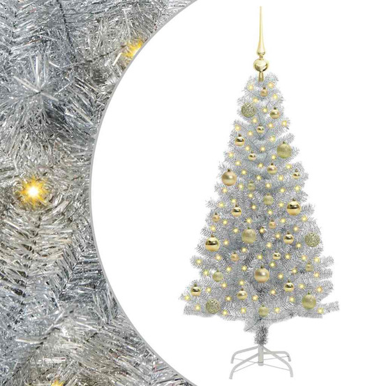 Sapin de noël avec 150 led avec support argent 120 cm pet