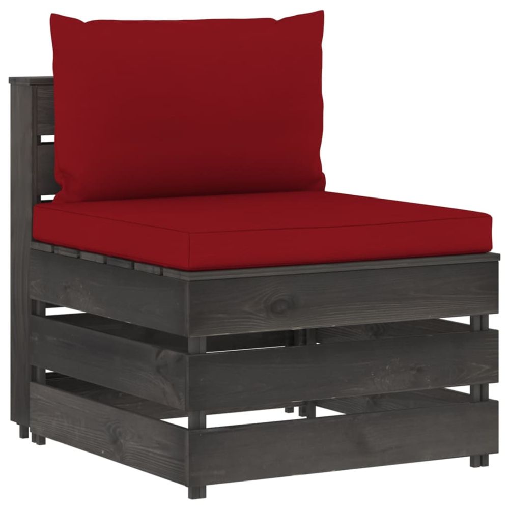 Canapé central sectionnel avec coussins bois imprégné de gris