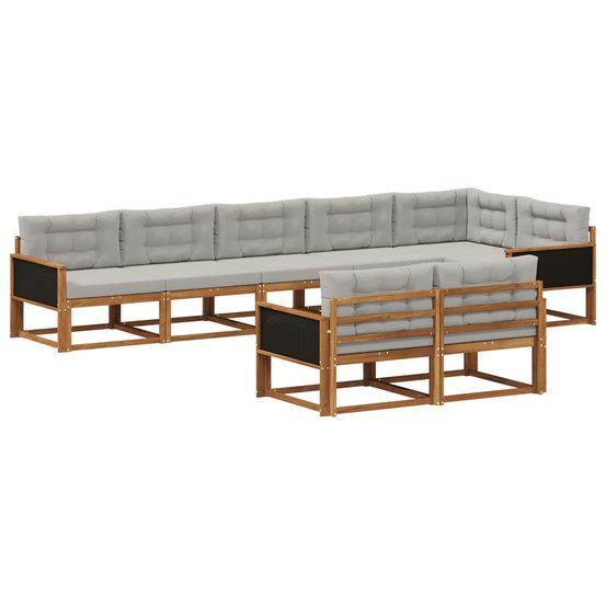 Ensemble de canapés d'extérieur 8 pc naturel et gris clair