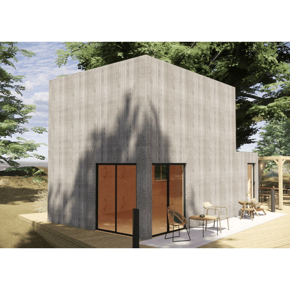 Studio de jardin bien isolé en bois 7,7x4,6x2,7 m / isolation re2020, plancher isolé, mezzanine, terrasse / menuiseries alu k-line