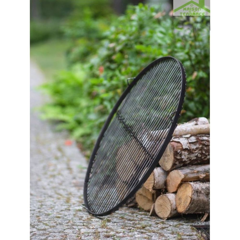 Grille De Cuisson Acier Inoxydable 304 - Diamètre 80cm - Pour Barbecue Pivotant Ou Pierre - Corde Suspension