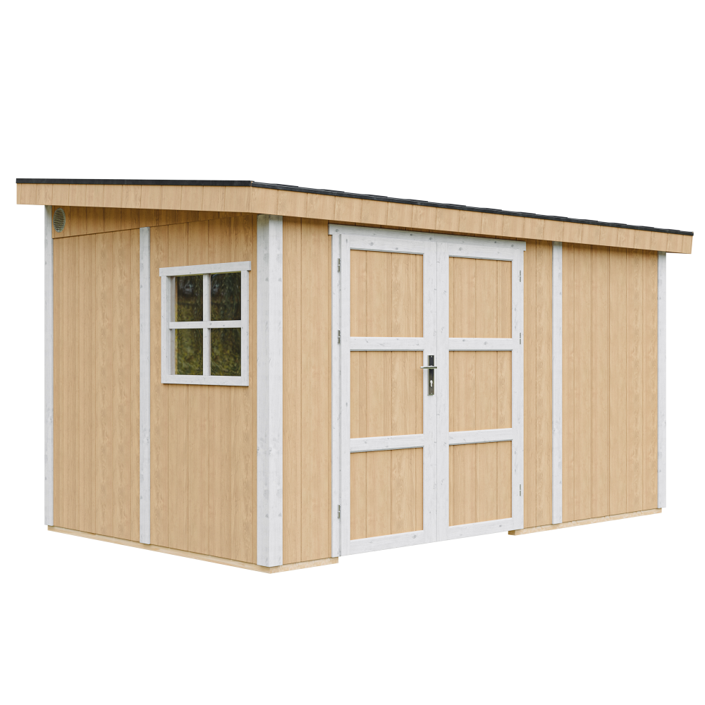 Abri de jardin qualité premium 8,68 m² - h231x248x412 cm - sans plancher e paroi latérale - timbela m939b-harvest honey