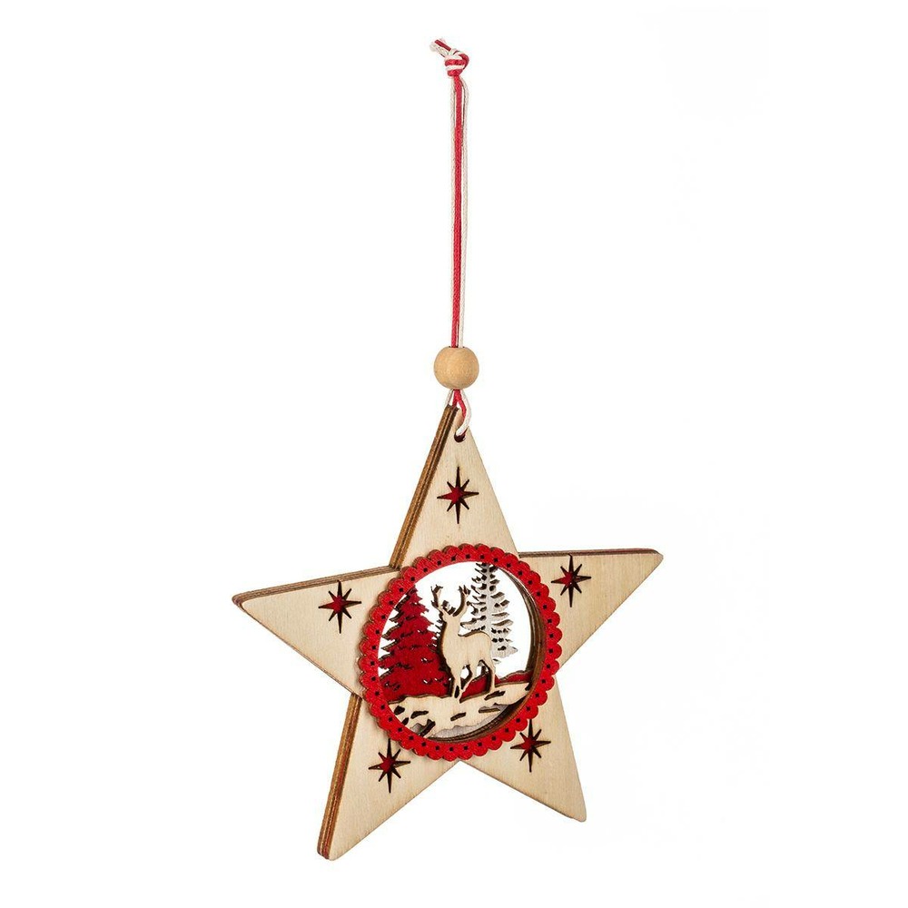 Suspension noël bois étoile ajourée d20