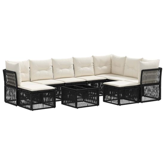 Ensemble de canapé de jardin 10 pc noir polyrotin