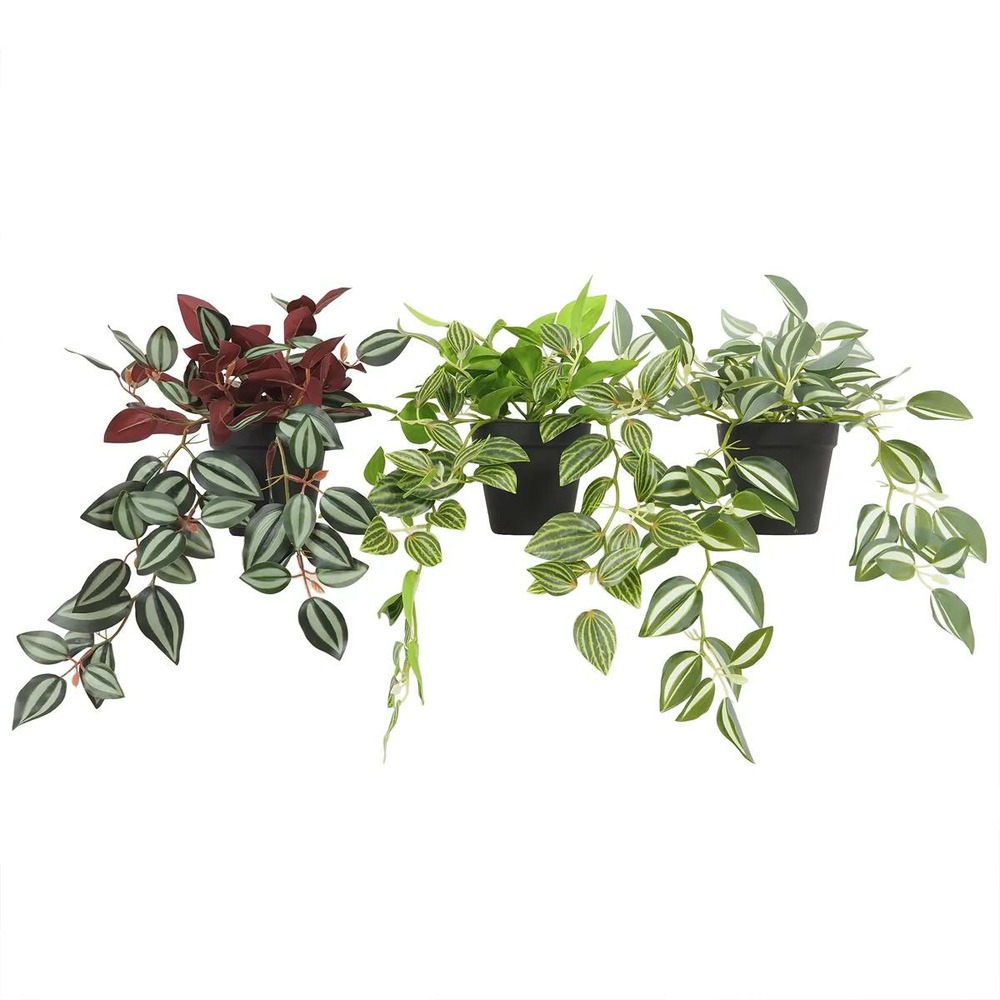 Plante verte artificielle tombante 50cm lot de 3