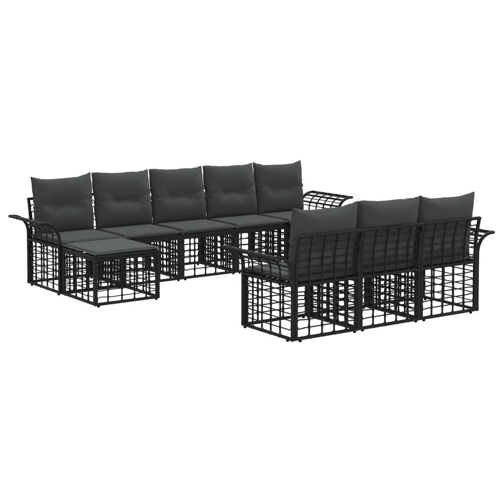 Ensemble de canapés d'extérieur 10 pc noir et gris foncé