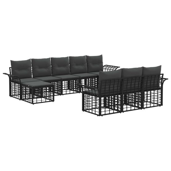 Ensemble de canapés d'extérieur 10 pc noir et gris foncé