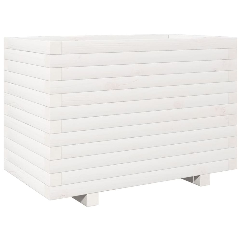 Jardinière d'extérieur blanc 70x40x49,5 cm bois de pin massif