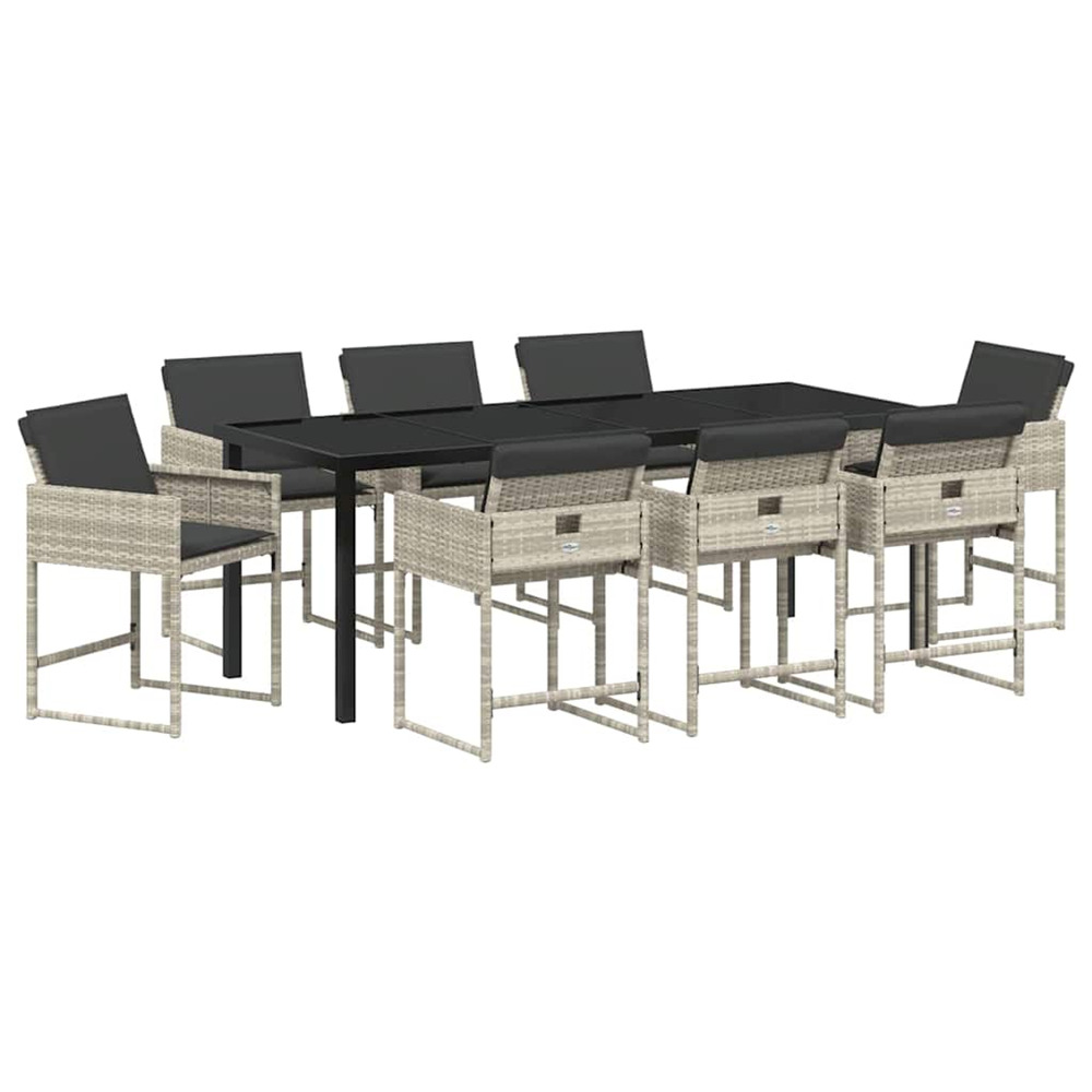 Ensemble de salle à manger pour jardin 9 pcs gris clair