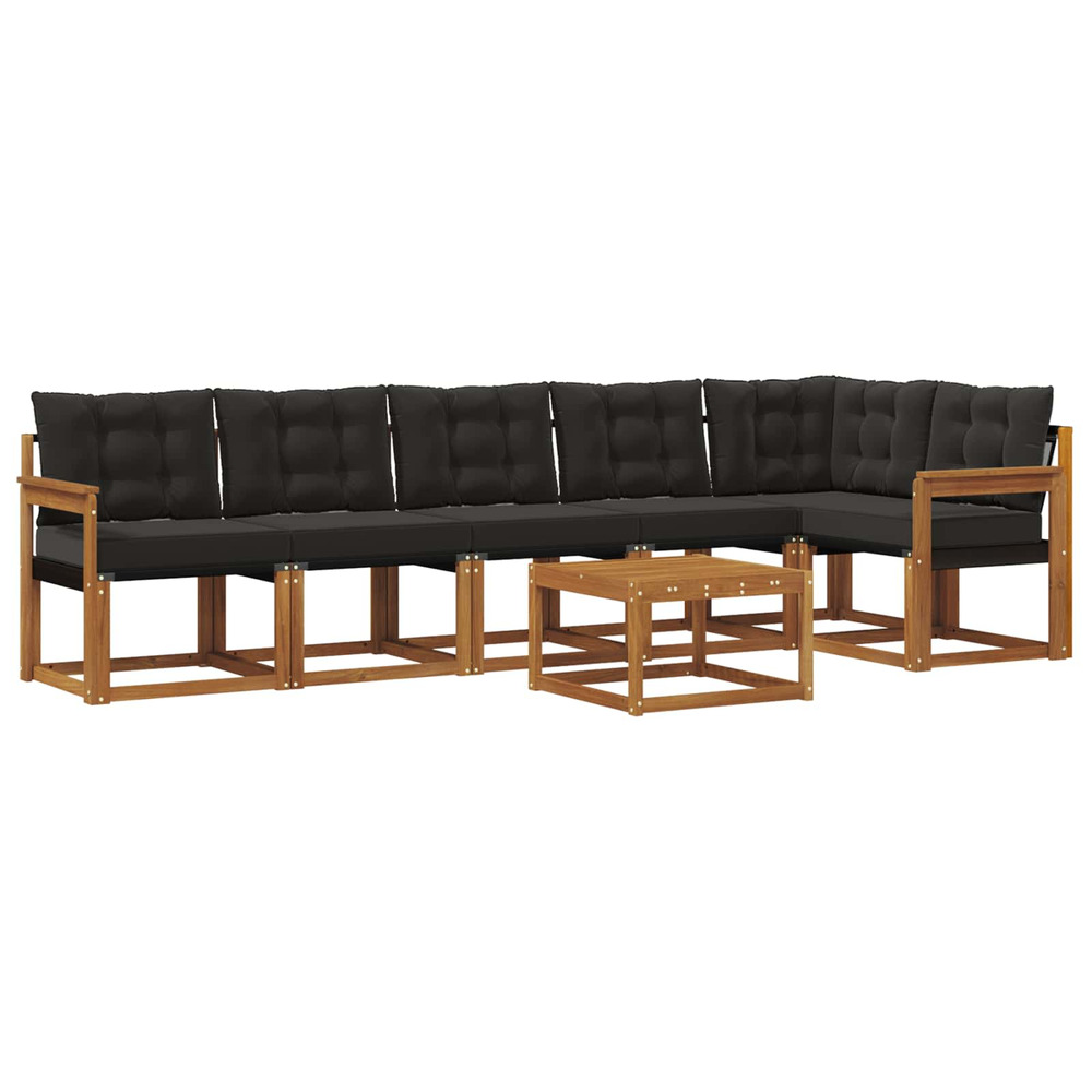 Ensemble de canapés d'extérieur 7 pcs naturel et noir