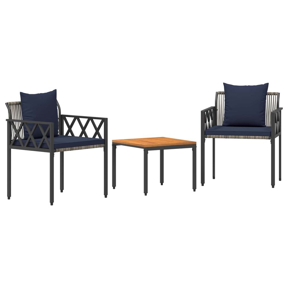 Ensemble de meubles d'extérieur 3 pc gris et bleu marine