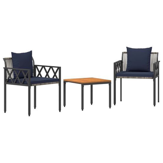 Ensemble de meubles d'extérieur 3 pc gris et bleu marine
