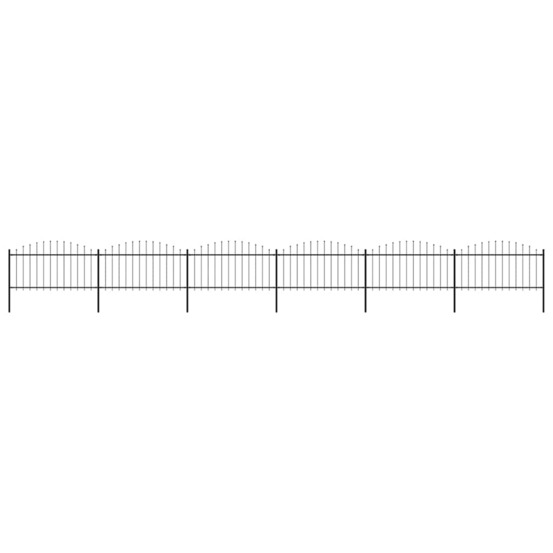 Clôture de jardin avec dessus en forme de lance en acier 1070 x 150 cm noir