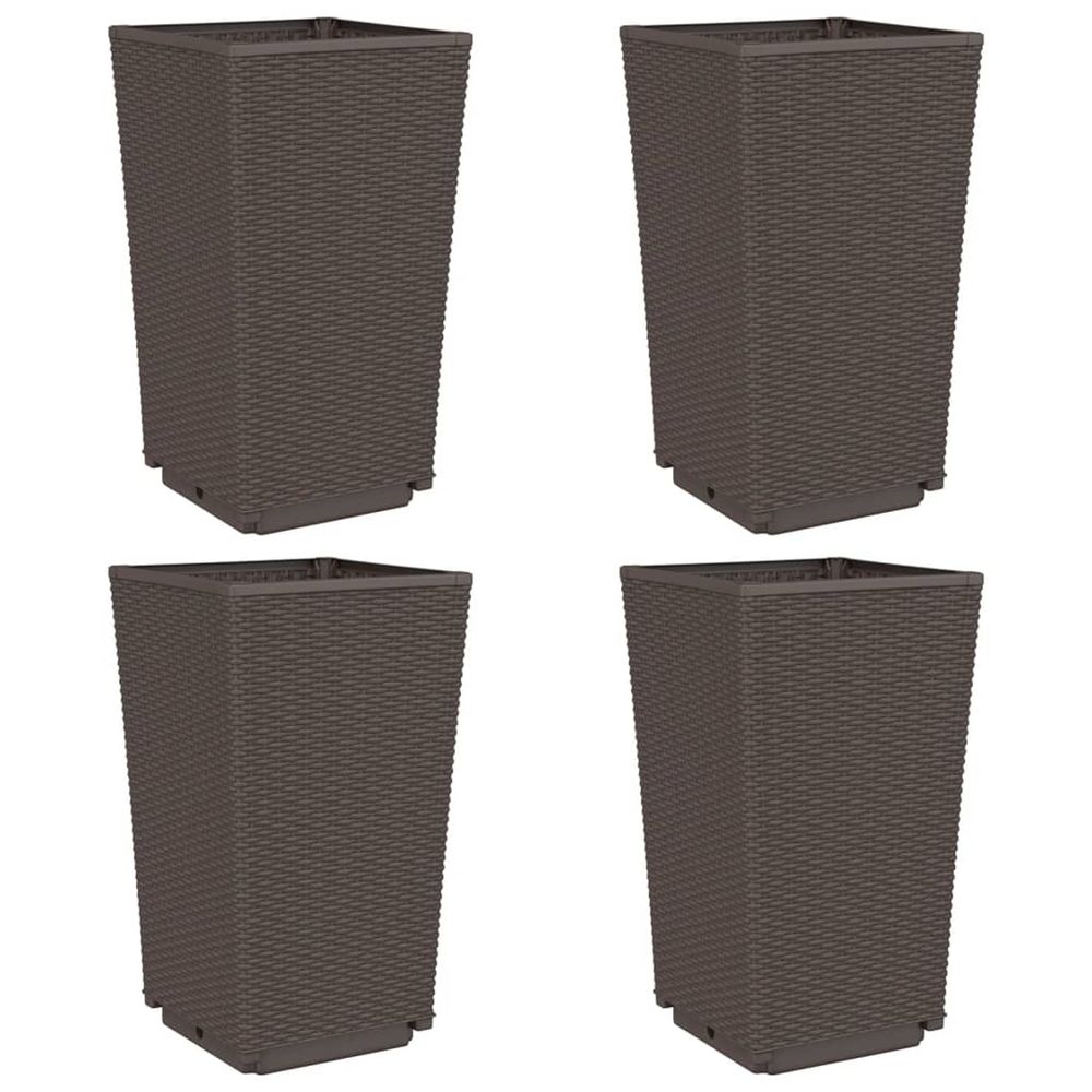 Jardinière d'extérieurs 4 pcs marron 32,5x32,5x57 cm polypropylène