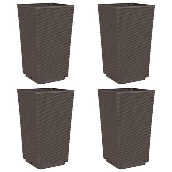 Jardinière d'extérieurs 4 pcs marron 32,5x32,5x57 cm polypropylène